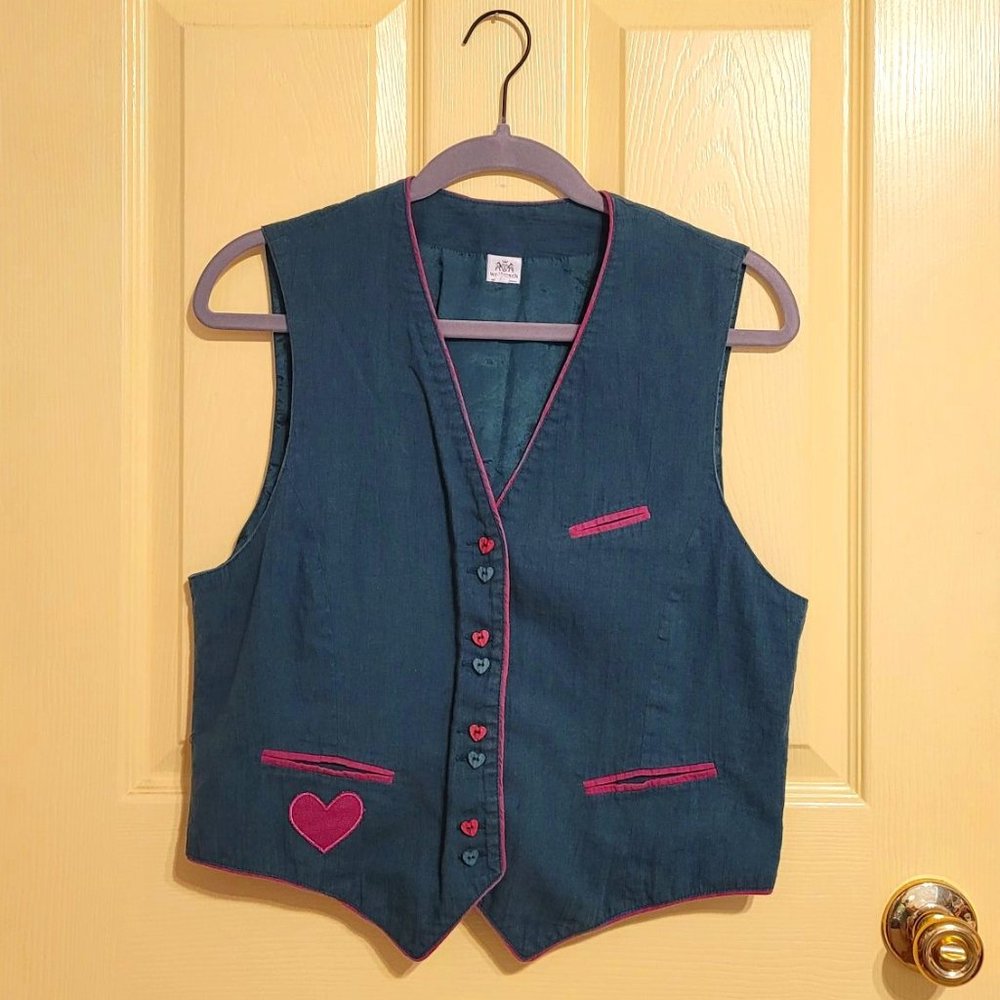 80s Vintage Vest in Forest Green